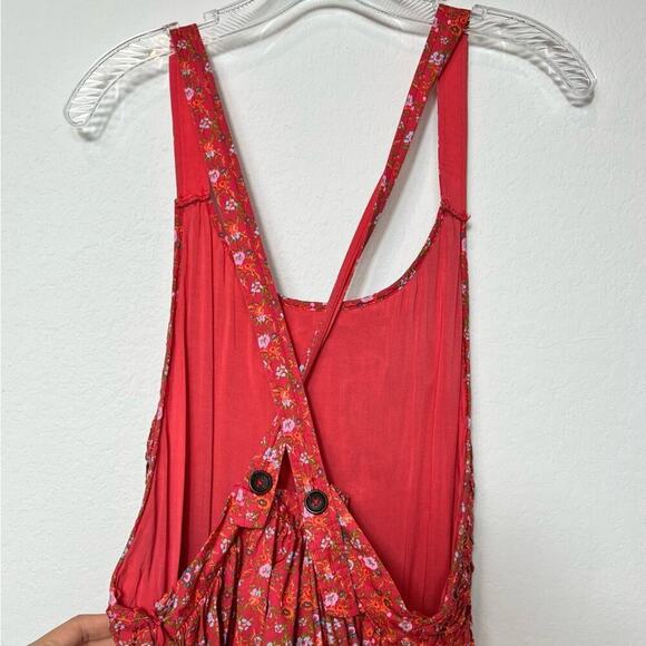 Free People Floral Print Texture Piecing Front Scoop Dress Medium New - Picture 5 of 8